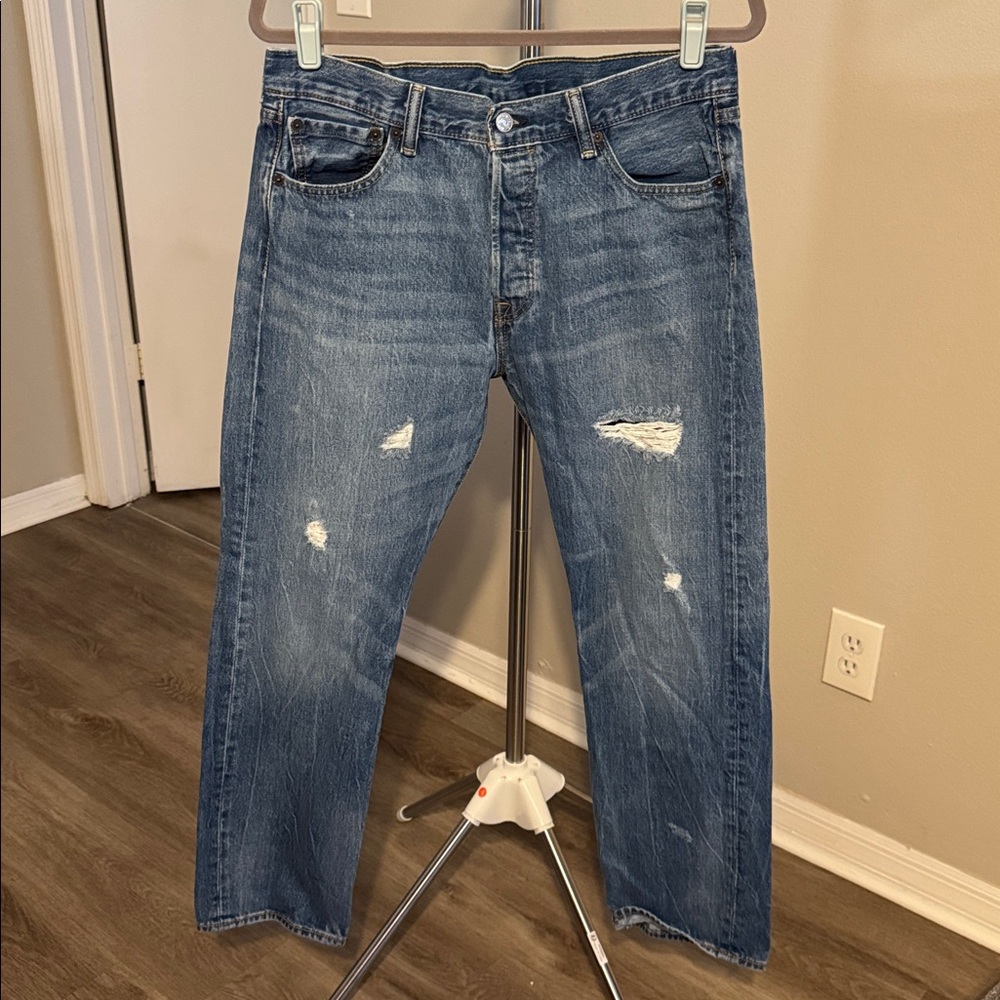 Levi's Men's Straight Jeans - Distressed Blue